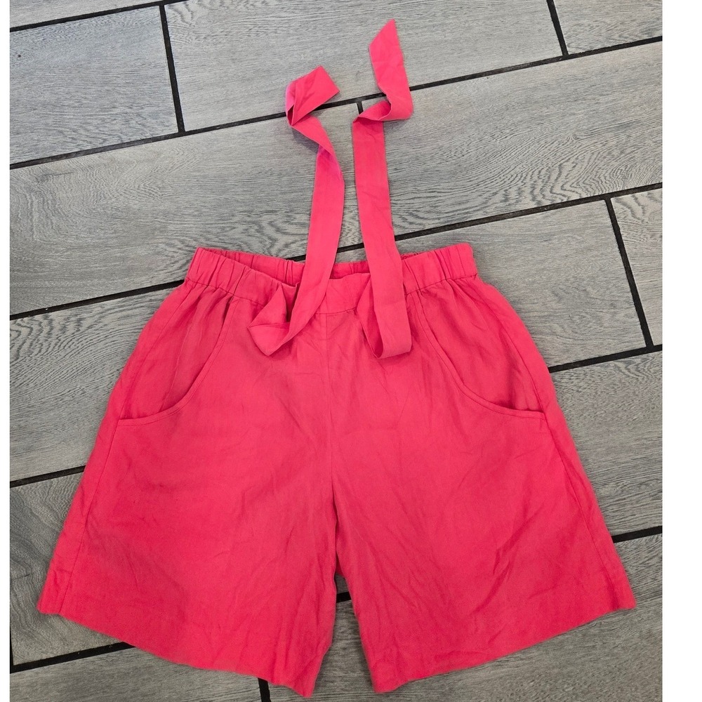French Connection Coral Pink Elastic Waist Tie Belt Shorts Size 4